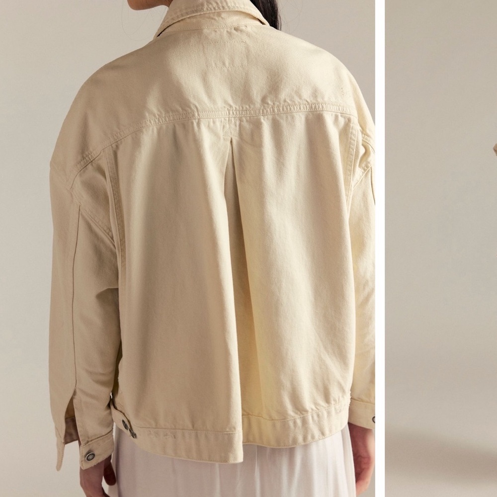Free People Opal Swing Denim Jacket Bright Ecru / Cream White Small - Picture 3 of 6